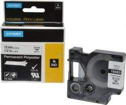 Rhino - 216" Long, White Permanent Polyester Tape Permanent Polyester Tape - For DYMO Brand Labeling Equipment Designed for "D1" Tapes (Check Width Compatibility) - Americas Industrial Supply