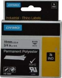 Rhino - 216" Long, White Permanent Polyester Tape Permanent Polyester Tape - For DYMO Brand Labeling Equipment Designed for "D1" Tapes (Check Width Compatibility) - Americas Industrial Supply