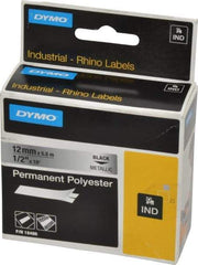 Rhino - 216" Long, Metallized Silver Polyester Metallized Tape - For DYMO Brand Labeling Equipment Designed for "D1" Tapes (Check Width Compatibility) - Americas Industrial Supply