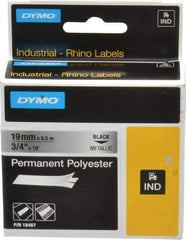 Rhino - 216" Long, Metallized Silver Polyester Metallized Tape - For DYMO Brand Labeling Equipment Designed for "D1" Tapes (Check Width Compatibility) - Americas Industrial Supply