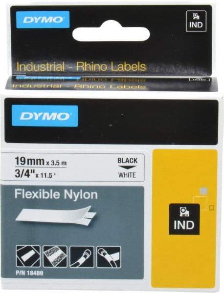 Rhino - 138" Long, White Nylon Flexible Tape - For DYMO Brand Labeling Equipment Designed for "D1" Tapes (Check Width Compatibility) - Americas Industrial Supply