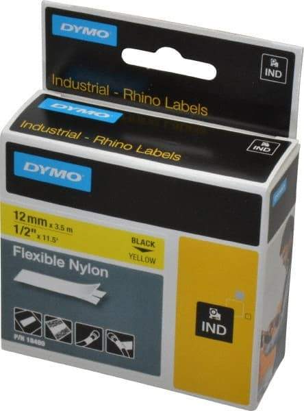 Rhino - 138" Long, Yellow Nylon Flexible Tape - For DYMO Brand Labeling Equipment Designed for "D1" Tapes (Check Width Compatibility) - Americas Industrial Supply