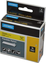 Rhino - 138" Long, Yellow Nylon Flexible Tape - For DYMO Brand Labeling Equipment Designed for "D1" Tapes (Check Width Compatibility) - Americas Industrial Supply