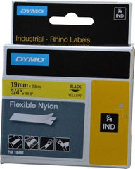 Rhino - 138" Long, Yellow Nylon Flexible Tape - For DYMO Brand Labeling Equipment Designed for "D1" Tapes (Check Width Compatibility) - Americas Industrial Supply