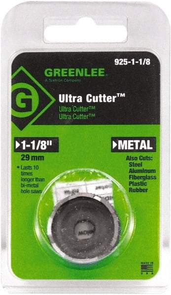 Greenlee - 1-1/8" Diam, 0.53" Cutting Depth, Hole Saw - High Speed Steel Saw, Toothed Edge - Americas Industrial Supply