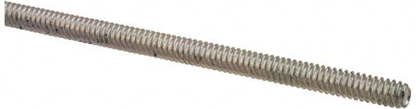 Value Collection - #10-24 UNC (Coarse), 2' Long, Low Carbon Steel Threaded Rod - Zinc-Plated Finish, Right Hand Thread - Americas Industrial Supply
