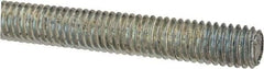 Made in USA - 3/8-16 UNC (Coarse), 2' Long, Low Carbon Steel Threaded Rod - Zinc-Plated Finish, Right Hand Thread - Americas Industrial Supply