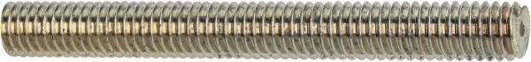 Made in USA - 7/16-14 UNC (Coarse), 2' Long, Low Carbon Steel Threaded Rod - Zinc-Plated Finish, Right Hand Thread - Americas Industrial Supply