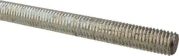 Made in USA - 5/8-11 UNC (Coarse), 2' Long, Low Carbon Steel Threaded Rod - Zinc-Plated Finish, Right Hand Thread - Americas Industrial Supply