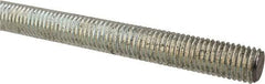 Made in USA - 5/8-11 UNC (Coarse), 2' Long, Low Carbon Steel Threaded Rod - Zinc-Plated Finish, Right Hand Thread - Americas Industrial Supply