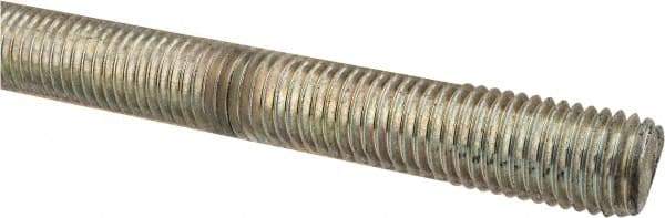 Made in USA - 3/4-10 UNC (Coarse), 2' Long, Low Carbon Steel Threaded Rod - Zinc-Plated Finish, Right Hand Thread - Americas Industrial Supply