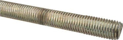 Made in USA - 3/4-10 UNC (Coarse), 2' Long, Low Carbon Steel Threaded Rod - Zinc-Plated Finish, Right Hand Thread - Americas Industrial Supply
