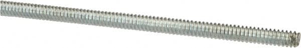 Value Collection - #6-32 UNC (Coarse), 3' Long, Low Carbon Steel Threaded Rod - Zinc-Plated Finish, Right Hand Thread - Americas Industrial Supply