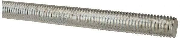 Made in USA - 9/16-12 UNC (Coarse), 3' Long, Low Carbon Steel Threaded Rod - Zinc-Plated Finish, Right Hand Thread - Americas Industrial Supply