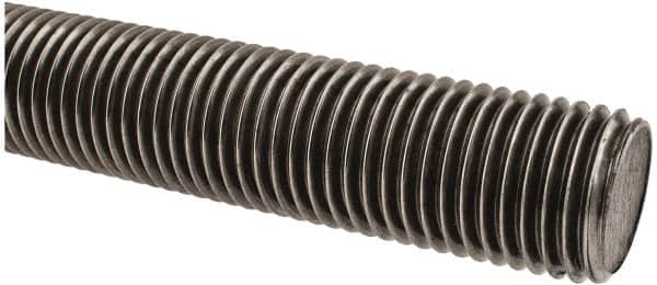Made in USA - 1-1/4-7 UNC (Coarse), 2' Long, Low Carbon Steel Threaded Rod - Oil Finish Finish, Right Hand Thread - Americas Industrial Supply