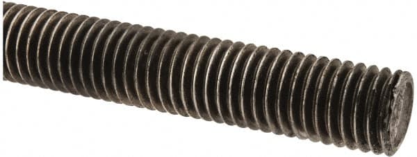 Made in USA - 9/16-12 UNC (Coarse), 3' Long, Low Carbon Steel Threaded Rod - Oil Finish Finish, Right Hand Thread - Americas Industrial Supply