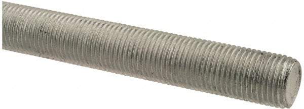 Made in USA - 1/2-20 UNF (Fine), 2' Long, Low Carbon Steel Threaded Rod - Zinc-Plated Finish, Right Hand Thread - Americas Industrial Supply