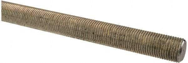 Made in USA - 9/16-18 UNF (Fine), 2' Long, Low Carbon Steel Threaded Rod - Zinc-Plated Finish, Right Hand Thread - Americas Industrial Supply