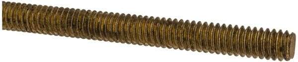 Made in USA - 1/4-20 UNC (Coarse), 2' Long, Brass Threaded Rod - Right Hand Thread - Americas Industrial Supply