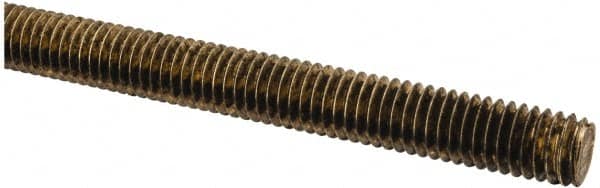 Made in USA - 3/8-16 UNC (Coarse), 2' Long, Brass Threaded Rod - Right Hand Thread - Americas Industrial Supply