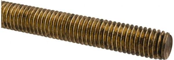 Made in USA - 1/2-13 UNC (Coarse), 2' Long, Brass Threaded Rod - Right Hand Thread - Americas Industrial Supply