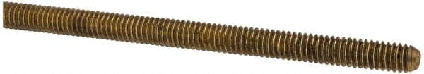 Made in USA - #8-32 UNC (Coarse), 3' Long, Brass Threaded Rod - Right Hand Thread - Americas Industrial Supply