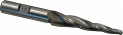 Made in USA - 5° Taper Angle per Side, 3/16" Small End Diam, 2-1/2" LOC, High Speed Steel 3 Flute Tapered Ball End Mill - 4-1/2" OAL, 1/2" Shank Diam, Spiral Flute - Americas Industrial Supply