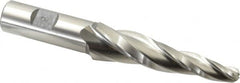 Made in USA - 5° Taper Angle per Side, 3/8" Small End Diam, 3-1/4" LOC, High Speed Steel 3 Flute Tapered Ball End Mill - 5-1/2" OAL, 3/4" Shank Diam - Americas Industrial Supply
