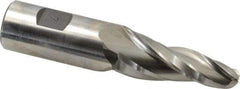 Made in USA - 7° Taper Angle per Side, 1/2" Small End Diam, 2-1/4" LOC, High Speed Steel 3 Flute Tapered Ball End Mill - 4-3/4" OAL, 1" Shank Diam - Americas Industrial Supply