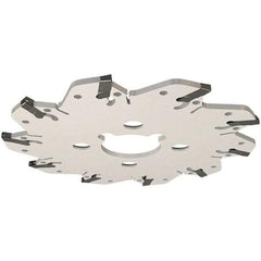 Iscar - Arbor Hole Connection, 0.132" Cutting Width, 1.53" Depth of Cut, 6.3" Cutter Diam, 1-1/2" Hole Diam, 10 Tooth Indexable Slotting Cutter - GM Toolholder, GIM, GIMY, GIP Insert, Right Hand Cutting Direction - Americas Industrial Supply