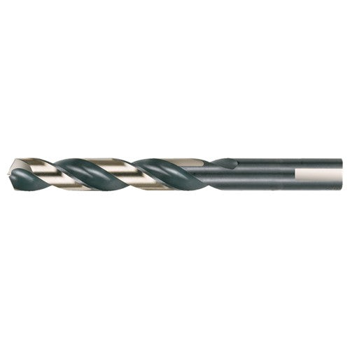23/64 RHS / RHC HSS 135 Degree Split Point Heavy Duty Mechanics Length Drill - Black & Gold - Exact Industrial Supply