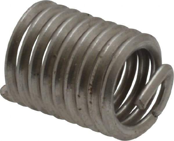 Recoil - 5/16-18 UNC, 5/8" OAL, Free Running Helical Insert - 9-1/4 Free Coils, Tanged, Stainless Steel, Bright Finish, 2D Insert Length - Americas Industrial Supply