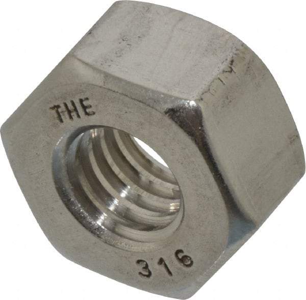 Value Collection - 3/8-16 UNC Stainless Steel Right Hand Heavy Hex Nut - 11/16" Across Flats, 23/64" High, Uncoated - Americas Industrial Supply