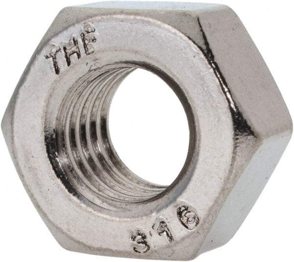 Value Collection - 7/16-14 UNC Stainless Steel Right Hand Heavy Hex Nut - 3/4" Across Flats, 27/64" High, Uncoated - Americas Industrial Supply