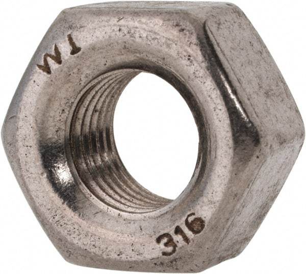 Value Collection - 7/16-20 UNF Stainless Steel Right Hand Heavy Hex Nut - 3/4" Across Flats, 27/64" High, Uncoated - Americas Industrial Supply