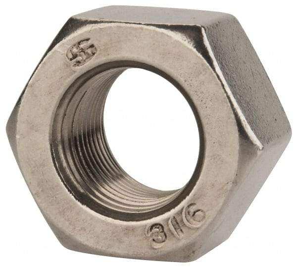 Value Collection - 3/4-16 UNF Stainless Steel Right Hand Heavy Hex Nut - 1-1/4" Across Flats, 47/64" High, Uncoated - Americas Industrial Supply