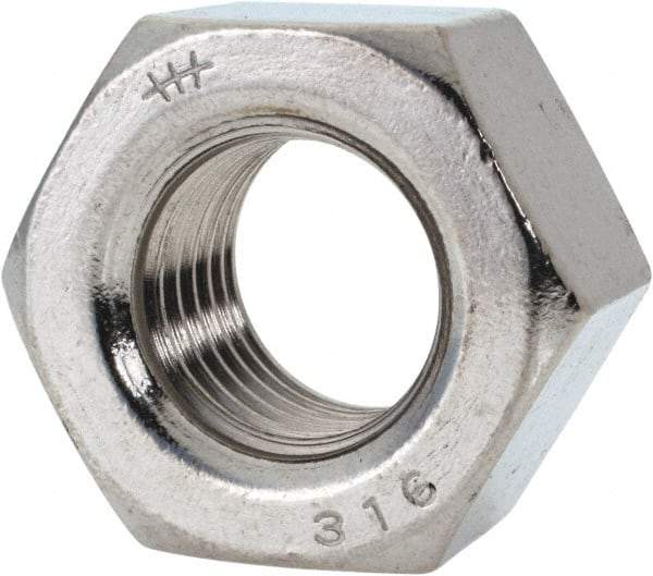 Value Collection - 7/8-9 UNC Stainless Steel Right Hand Heavy Hex Nut - 1-7/16" Across Flats, 55/64" High, Uncoated - Americas Industrial Supply