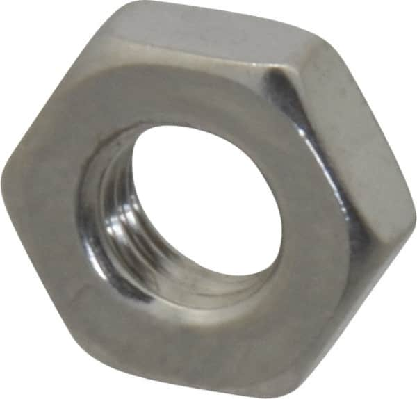 Value Collection - 1/4-28 UNF Stainless Steel Right Hand Hex Jam Nut - 7/16" Across Flats, 5/32" High, Uncoated - Americas Industrial Supply