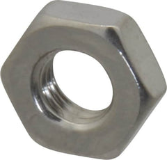 Value Collection - 1/4-28 UNF Stainless Steel Right Hand Hex Jam Nut - 7/16" Across Flats, 5/32" High, Uncoated - Americas Industrial Supply