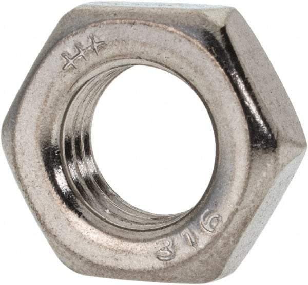 Value Collection - 7/16-20 UNF Stainless Steel Right Hand Hex Jam Nut - 11/16" Across Flats, 1/4" High, Uncoated - Americas Industrial Supply