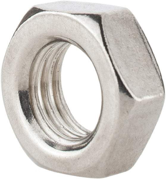 Value Collection - 1/2-13 UNC Stainless Steel Right Hand Hex Jam Nut - 3/4" Across Flats, 5/16" High, Uncoated - Americas Industrial Supply