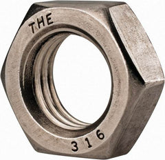 Value Collection - 7/8-9 UNC Stainless Steel Right Hand Hex Jam Nut - 1-5/16" Across Flats, 31/64" High, Uncoated - Americas Industrial Supply