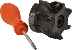 Kennametal - 6 Inserts, 2" Cut Diam, 3/4" Arbor Diam, 0.56" Max Depth of Cut, Indexable Square-Shoulder Face Mill - 0/90° Lead Angle, 1.575" High, EC14.., EP14.. Insert Compatibility, Through Coolant, Series Mill 1-14 - Americas Industrial Supply