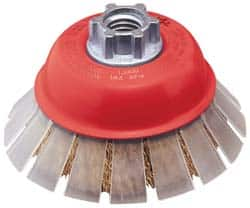 JAZ USA - 3" Diam, 5/8-11 & M14x2.00 Threaded Arbor, Steel Fill Cup Brush - 0.012 Wire Diam, 7/8" Trim Length, 13,000 Max RPM - Americas Industrial Supply