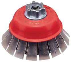 JAZ USA - 2-3/4" Diam, 5/8-11 & M14x2.00 Threaded Arbor, Steel Fill Cup Brush - 0.015 Wire Diam, 3/4" Trim Length, 15,000 Max RPM - Americas Industrial Supply