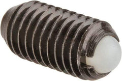 Vlier - M8x1.25, 5mm Ball Diam, 16mm Body Length, 1.5mm Max Ball Reach, Threaded Ball Plunger - Steel Body, Nylon Ball, 3.37 Lb Initial End Force, 6.75 Lb Final End Force, Locking Element - Americas Industrial Supply