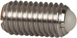 Vlier - M12x1.75, 8mm Ball Diam, 22mm Body Length, 2.5mm Max Ball Reach, Threaded Ball Plunger - Stainless Steel Body, Nylon Ball, 16.86 Lb Initial End Force, 25.85 Lb Final End Force, Locking Element - Americas Industrial Supply