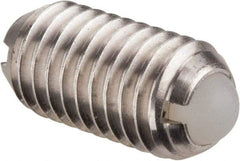 Vlier - M8x1.25, 5mm Ball Diam, 16mm Body Length, 1.5mm Max Ball Reach, Threaded Ball Plunger - Stainless Steel Body, Nylon Ball, 3.37 Lb Initial End Force, 6.75 Lb Final End Force - Americas Industrial Supply