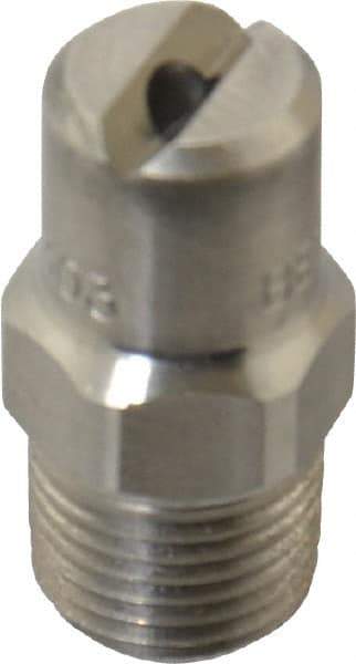 Bete Fog Nozzle - 1/8" Pipe, 65° Spray Angle, Grade 303 Stainless Steel, Standard Fan Nozzle - Male Connection, 3.16 Gal per min at 100 psi, 0.109" Orifice Diam - Americas Industrial Supply