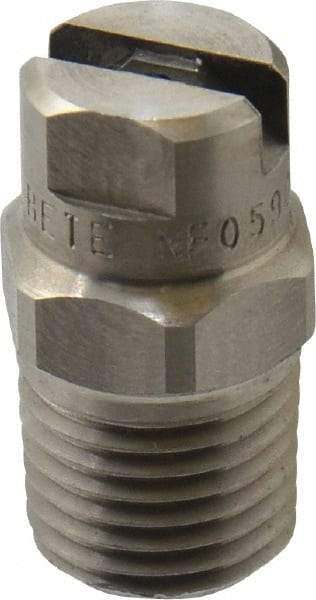 Bete Fog Nozzle - 1/4" Pipe, 90° Spray Angle, Grade 303 Stainless Steel, Standard Fan Nozzle - Male Connection, 0.79 Gal per min at 100 psi, 0.057" Orifice Diam - Americas Industrial Supply